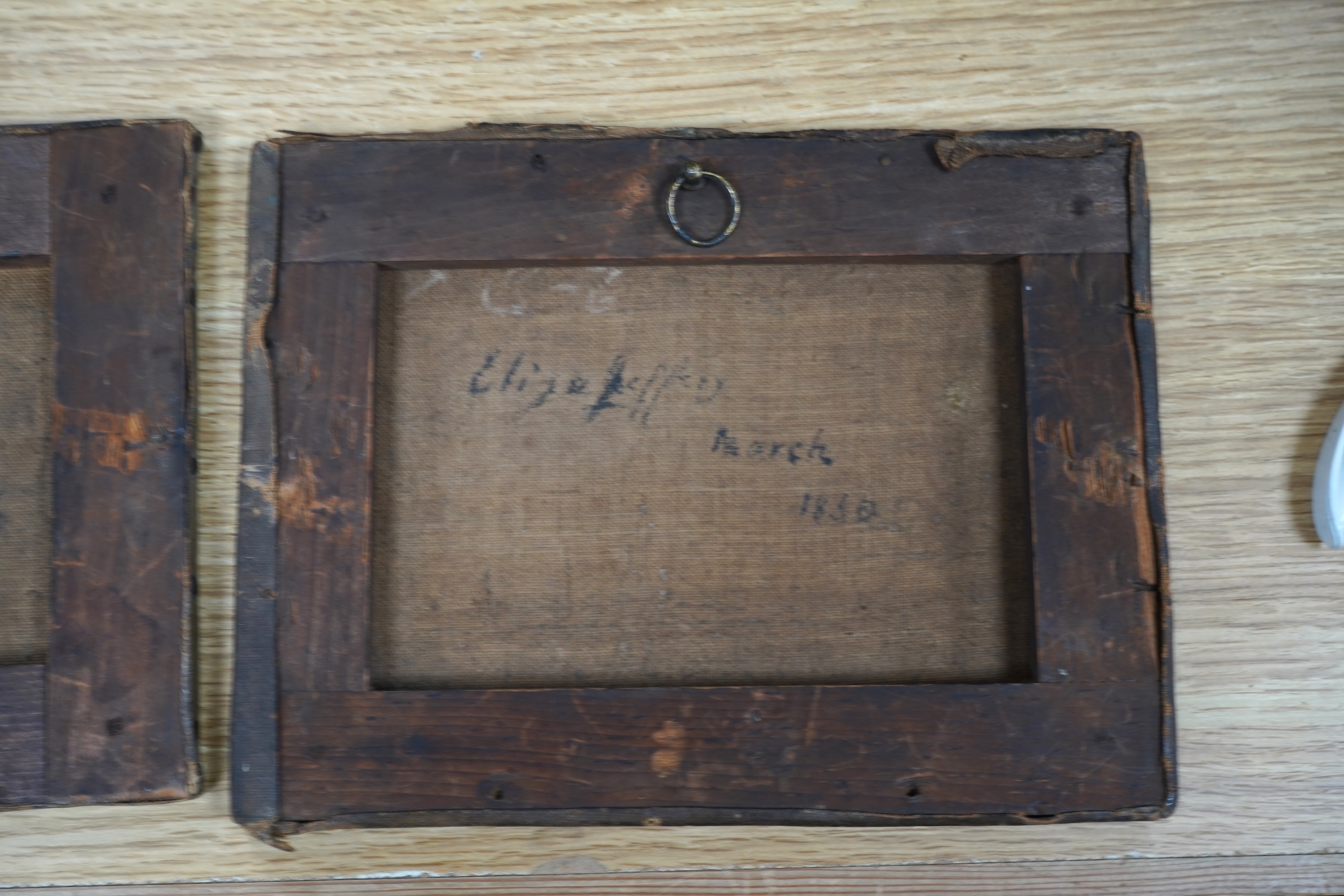 Eliza Jeffery (19th. C), pair of small landscapes, each inscribed and dated verso, oils on canvas, unframed, each 15 x 20cm